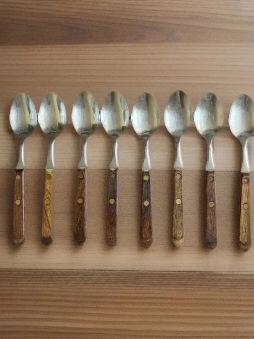 Vintage TOWN & COUNTRY Flatware Set 31 pc Washington Forge Stainless Walnut Wood